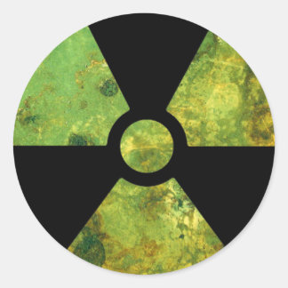 Rusty Nucleaire Straling Waarschuwingssymbool Ronde Sticker
