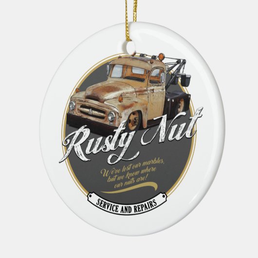 Rusty Nut Towing Keramisch Ornament (Links)