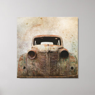 Rusty Old Antiek Car Canvas Afdruk