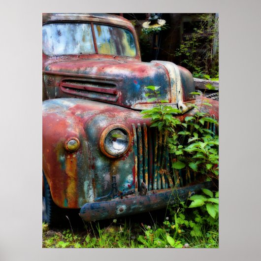 Rusty Old Antiek Truck Poster (Voorkant)