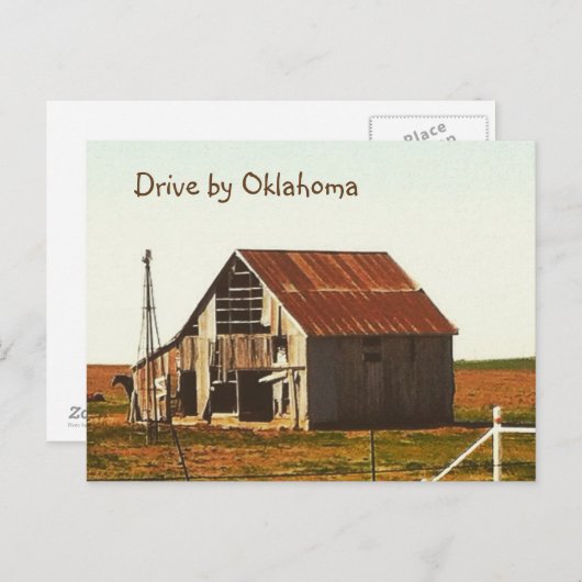 Rusty Old Barn in het Briefkaart Oklahoma (Voorkant / Achterkant)