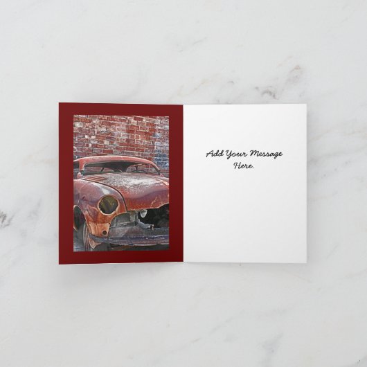 Rusty Old Car Mannelijke Verjaardag Wenskaart Kaart (Binnen)