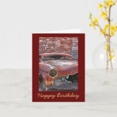 Rusty Old Car Mannelijke Verjaardag Wenskaart Kaart (Gele Bloem)