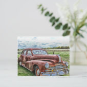 Rusty Old Classic Car  Automobile Briefkaart (Staand voorkant)
