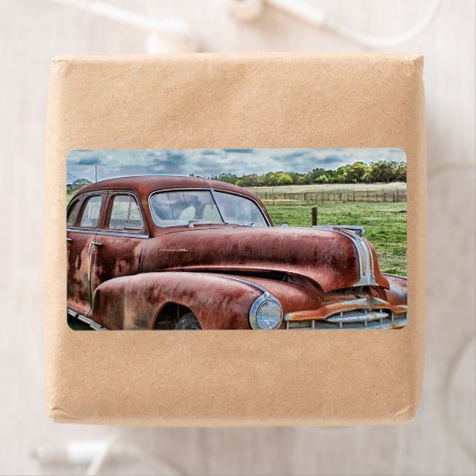 Rusty Old Classic Car Automobile Etiket (Insitu)