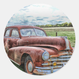 Rusty Old Classic Car  Automobile Ronde Sticker
