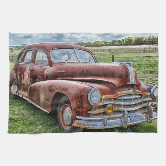 Rusty Old Classic Car  Automobile Theedoek (Horizontaal)