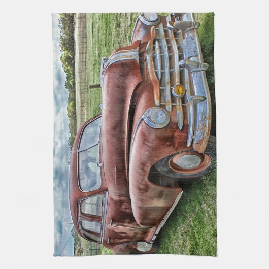 Rusty Old Classic Car Automobile Theedoek (Verticaal)