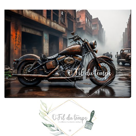 Rusty old motorbike post-apocallyptic Tissue paper Tissuepapier