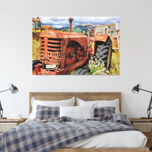 Rusty Old Tractor Canvas Afdruk (Insitu (Slaapkamer))