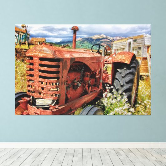 Rusty Old Tractor Canvas Afdruk (Insitu (Houten vloer))