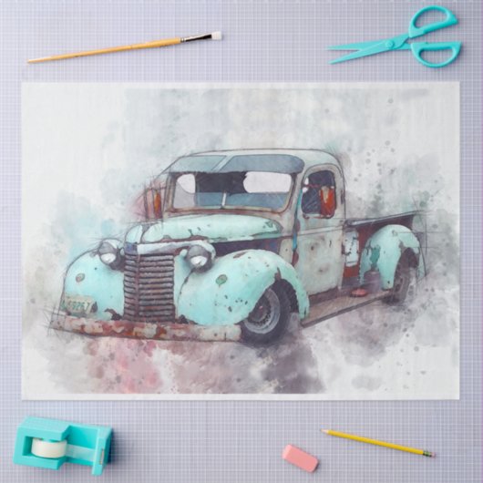 Rusty Old Truck  20x30-decoupage Tissuepapier (Craft)