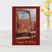 Rusty Old Truck Mannelijke Verjaardag Kaart (Gele Bloem)