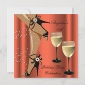 Rusty Oranje Black Shoes Wine Glass Birthday Party Kaart (Voorkant)