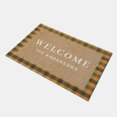  Rusty Oranje Herfst Plaid familienaam Deurmat (Schuin)