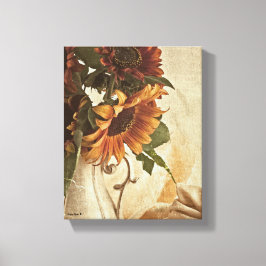 Rusty Oranje zonnebloemen Canvas Afdruk