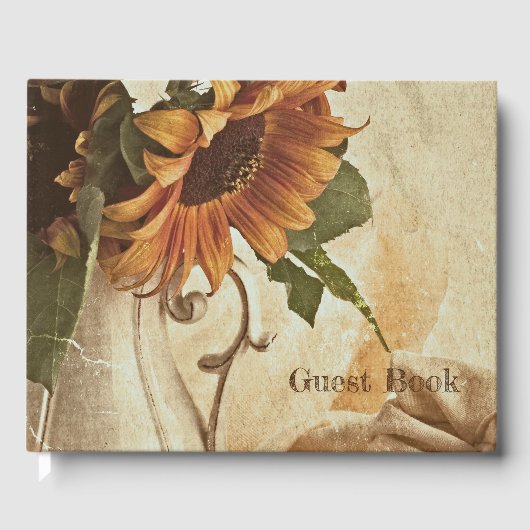 Rusty Oranje zonnebloemen Gastenboek (Voorkant)
