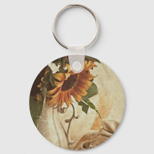 Rusty Oranje zonnebloemen Sleutelhanger