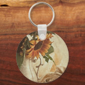 Rusty Oranje zonnebloemen Sleutelhanger (Voorkant)