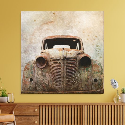 Rusty oude Antiek auto Canvas Afdruk (Insitu (Woonkamer))