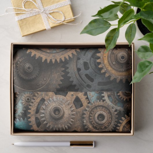 Rusty Patina Gears – Steampunk Decoupage Tissuepapier (Geschenk)