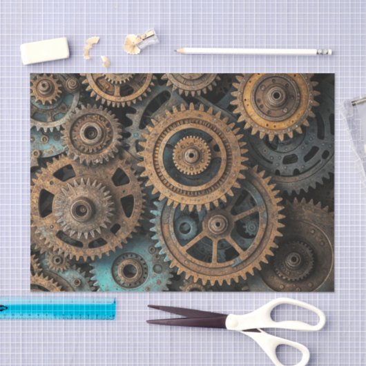 Rusty Patina Gears – Steampunk Decoupage Tissuepapier (Craft)