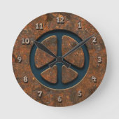 Rusty Peace Sign Ronde Klok (Voorkant)