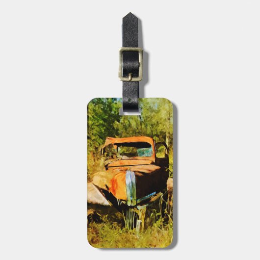 Rusty  Pick Up Truck Abstract Bagagelabel (Voorkant verticaal)