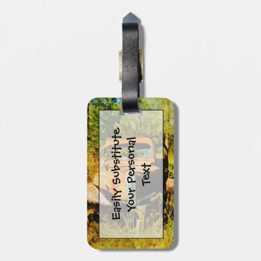 Rusty  Pick Up Truck Abstract Bagagelabel (Achterkant verticaal)