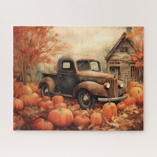 Rusty Pickup en Pompoenen Herfst 16x20 Legpuzzel (Horizontaal)