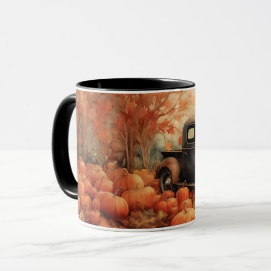  Rusty Pickup en Pompoenen Herfst Mok (Voorkant links)