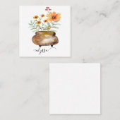 Rusty Pink Rose Flowers Trendy Script Name Vierkante Visitekaartje (Voorkant / Achterkant)