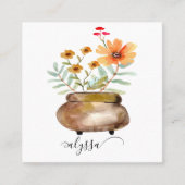 Rusty Pink Rose Flowers Trendy Script Name Vierkante Visitekaartje (Voorkant)