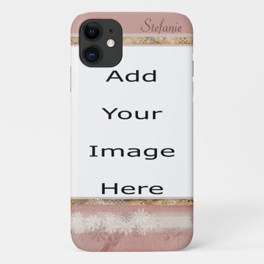 Rusty Pink & White Flowered Border Case-Mate iPhone Case (Achterkant)