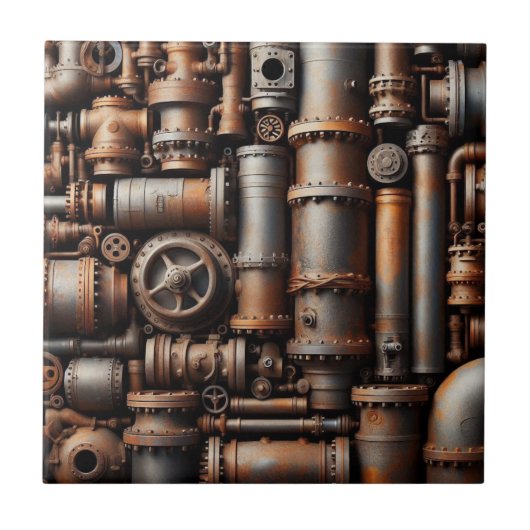 Rusty Pipes Keramische Tegel Tegeltje (Voorkant)