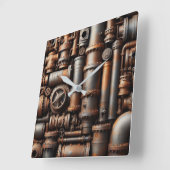 Rusty Pipes Wall Clock Vierkante Klok (Hoek)