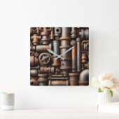 Rusty Pipes Wall Clock Vierkante Klok (Huis)