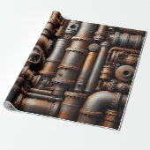 Rusty Pipes Wrapping Paper Cadeaupapier (Uitgerold)