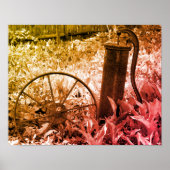 Rusty Pump Wheel Garden Black en White  Poster (Voorkant)