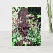 Rusty Rabbit Flower Garden Personalized Birthday Kaart (Voorkant)