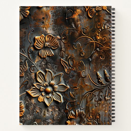 Rusty Raised Floral Spiral Notitieboek - Custom (Achterkant)