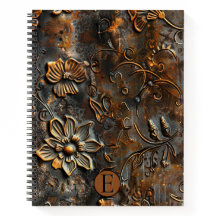 Rusty Raised Floral Spiral Notitieboek - Custom