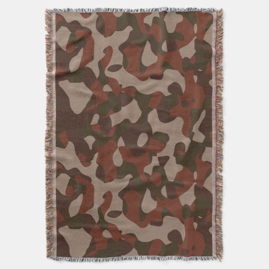 Rusty Red and Dark Olive Camo abstract Deken (Voorkant Verticaal)