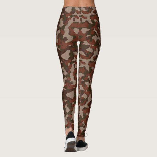 Rusty Red and Dark Olive Camo abstract Leggings (Achterkant)