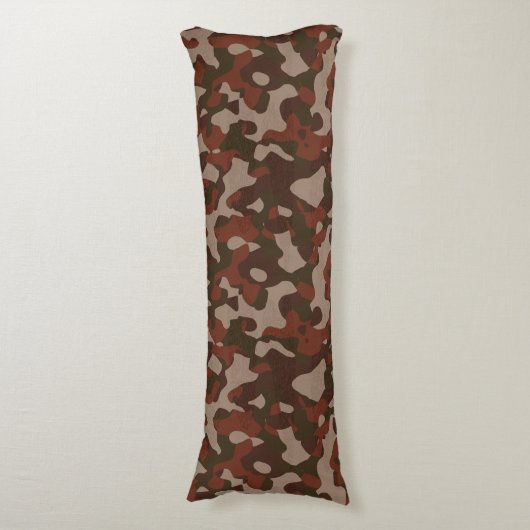 Rusty Red and Dark Olive Camo abstract Lichaamskussen (Voorkant Verticaal)