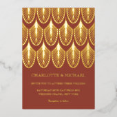 Rusty red Art Deco goudFolie Uitnodiging (Voorkant)