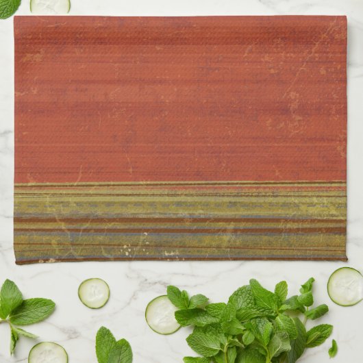 Rusty Red Muted Stripes Tea Towel Kitchen Towel Theedoek (Gevouwen)