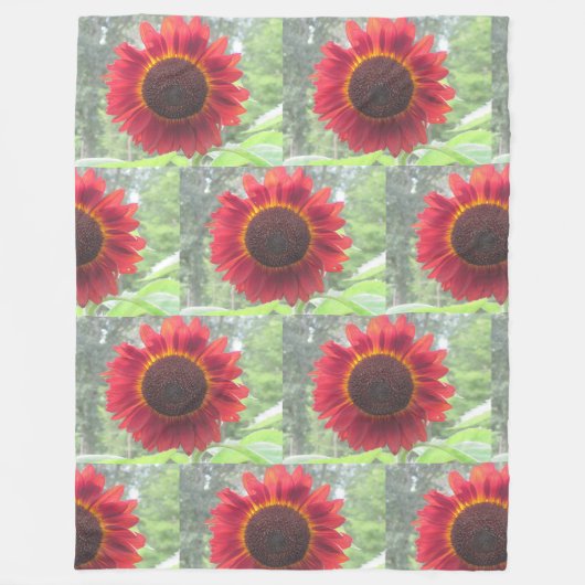 Rusty Red Sunflower Fleece Deken (Voorkant)