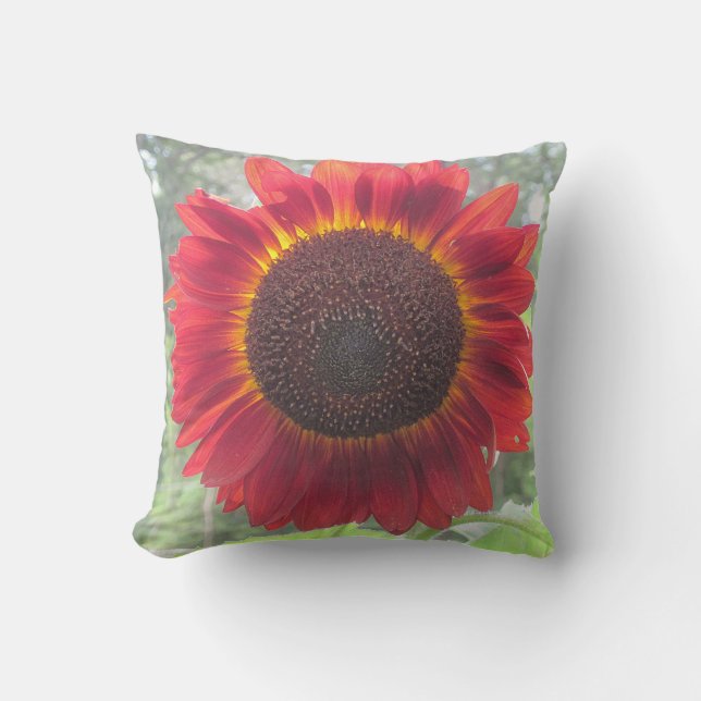 Rusty Red Sunflower Pillow Kussen (Voorkant)