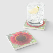 Rusty Red Sunflower Stenen Onderzetter (Zijkant)